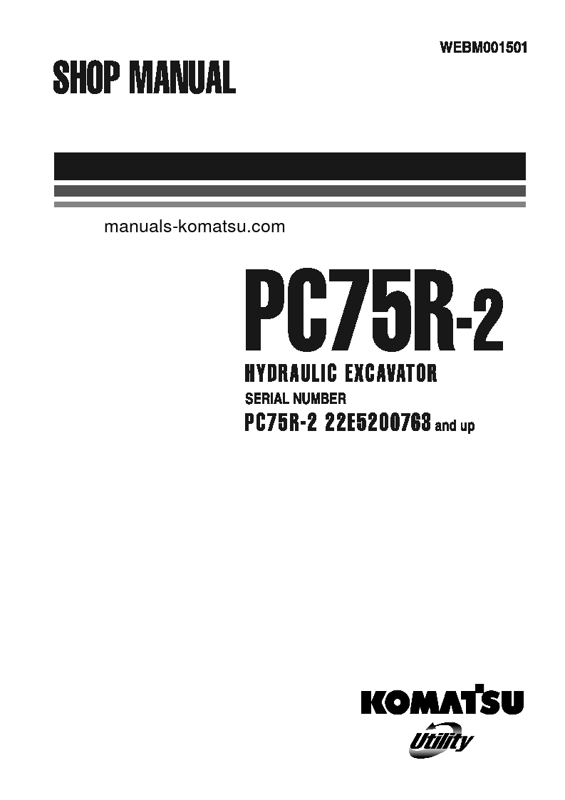 PC75R-2(ITA) S/N 22E5200763-22E5210000 Shop (repair) manual (English)