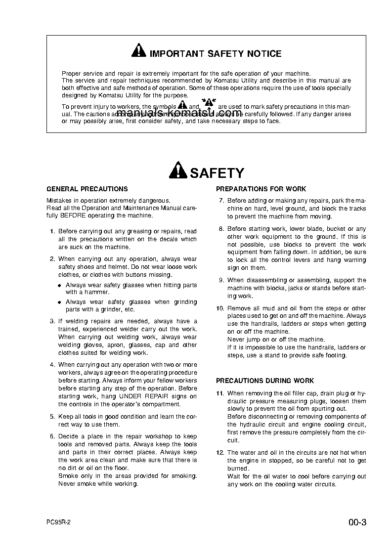 Protected: PC95R-2(ITA) S/N 21D5200001-21D5200329 Shop (repair) manual (English)