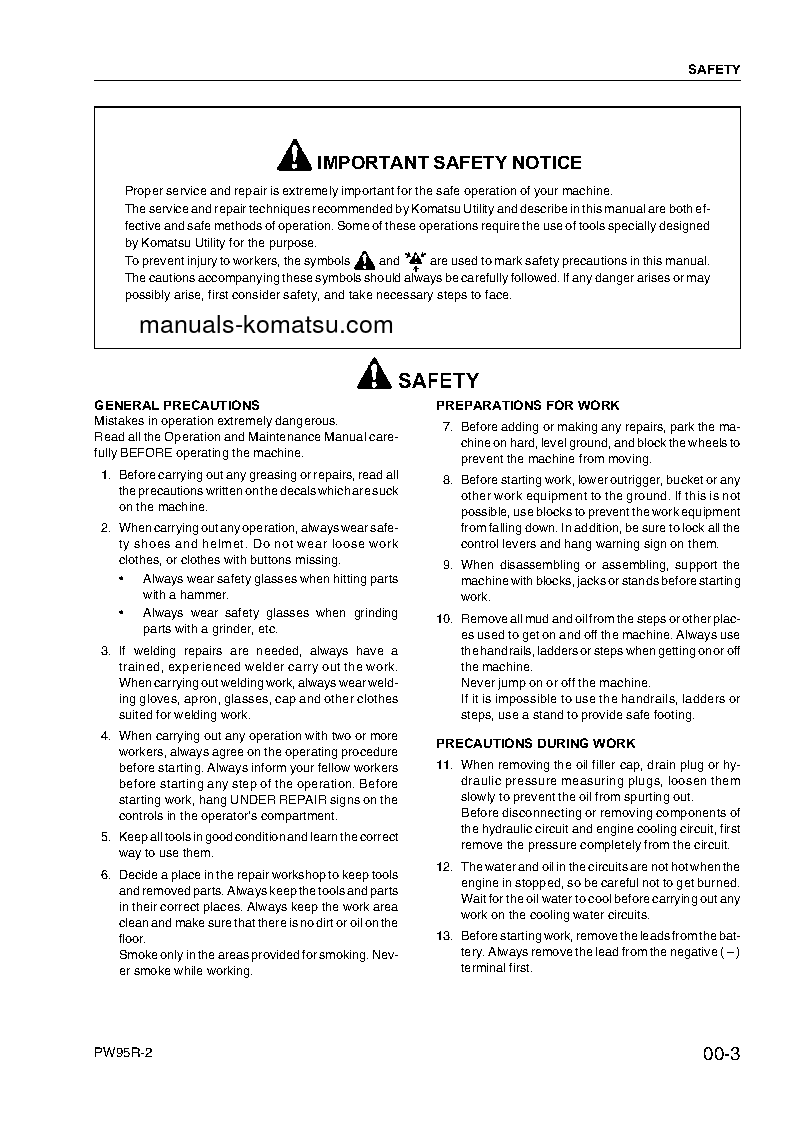 Protected: PW95R-2(ITA) S/N 0-UP Shop (repair) manual (English)