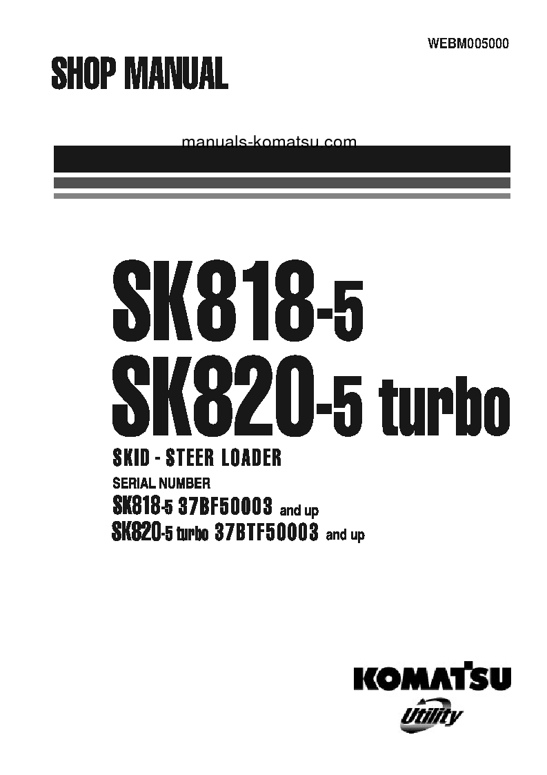 SK820-5(ITA) S/N 37BTF50003-37BTF50110 Shop (repair) manual (English)