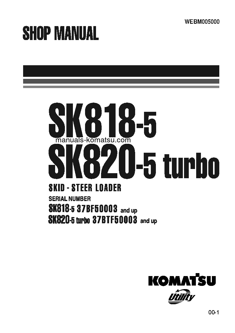Protected: SK820-5(ITA) S/N 37BTF50003-37BTF50110 Shop (repair) manual (English)