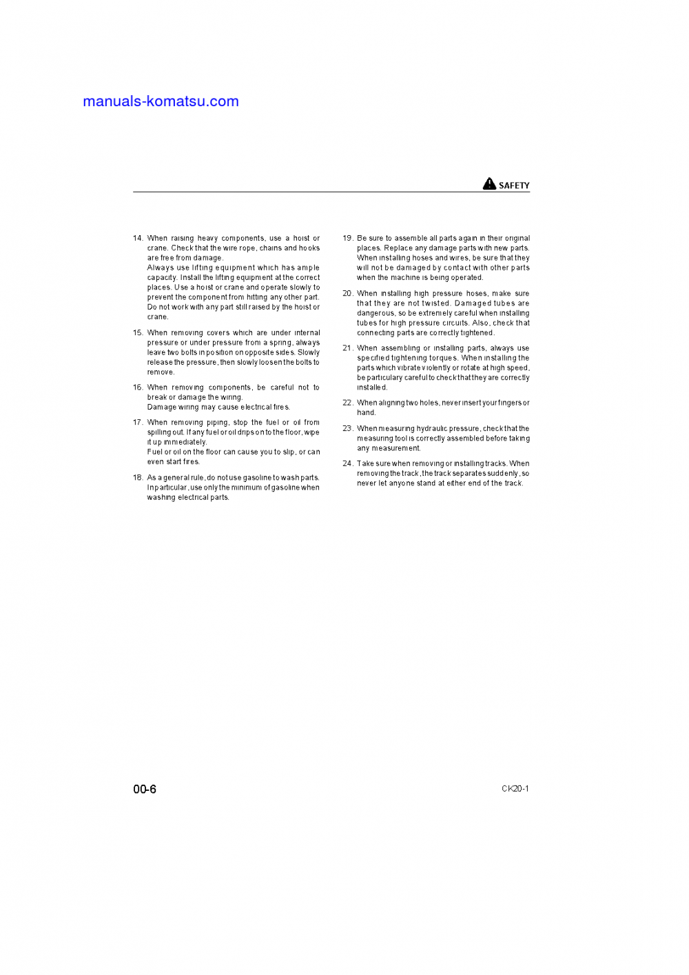 Protected: CK20-1(ITA) S/N F00003-UP Shop (repair) manual (English)