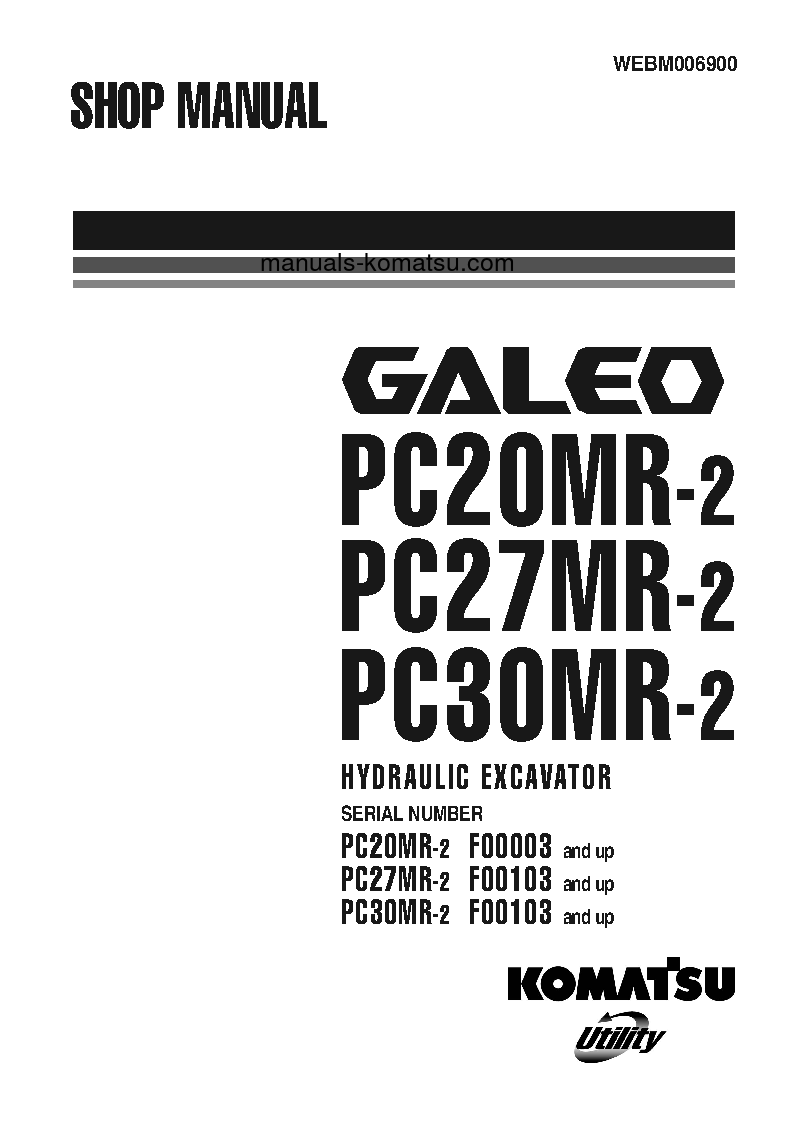 PC20MR-2(ITA) S/N F00003-UP Shop (repair) manual (English)
