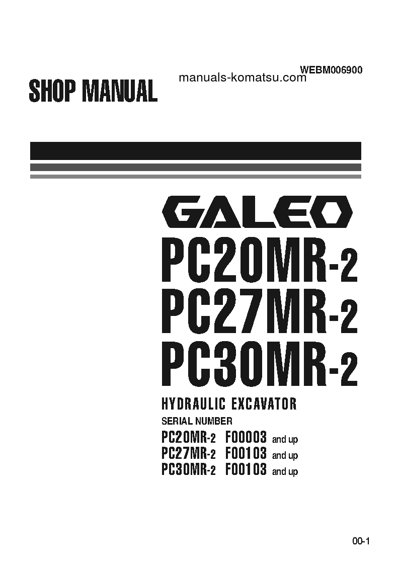 Protected: PC20MR-2(ITA) S/N F00003-UP Shop (repair) manual (English)