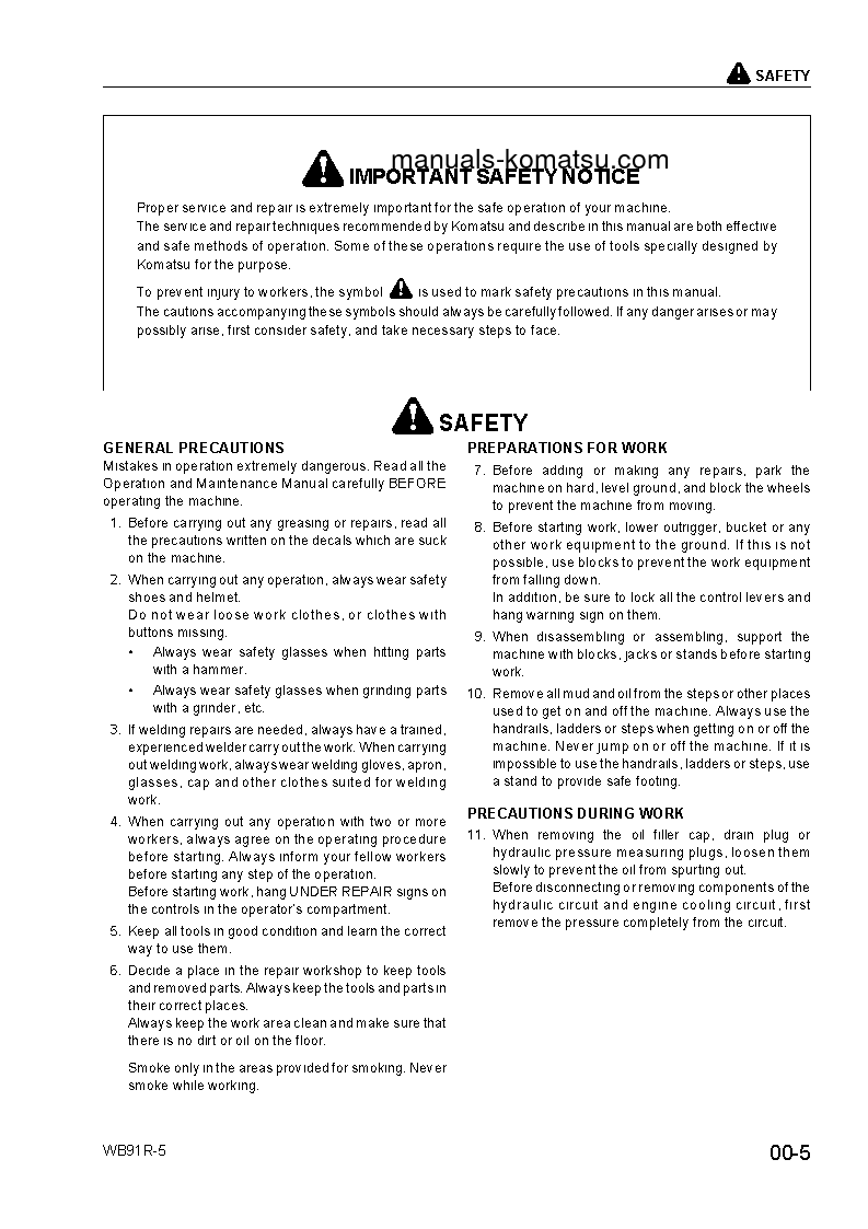 Protected: WB91R-5(ITA) S/N F00003-UP Shop (repair) manual (English)