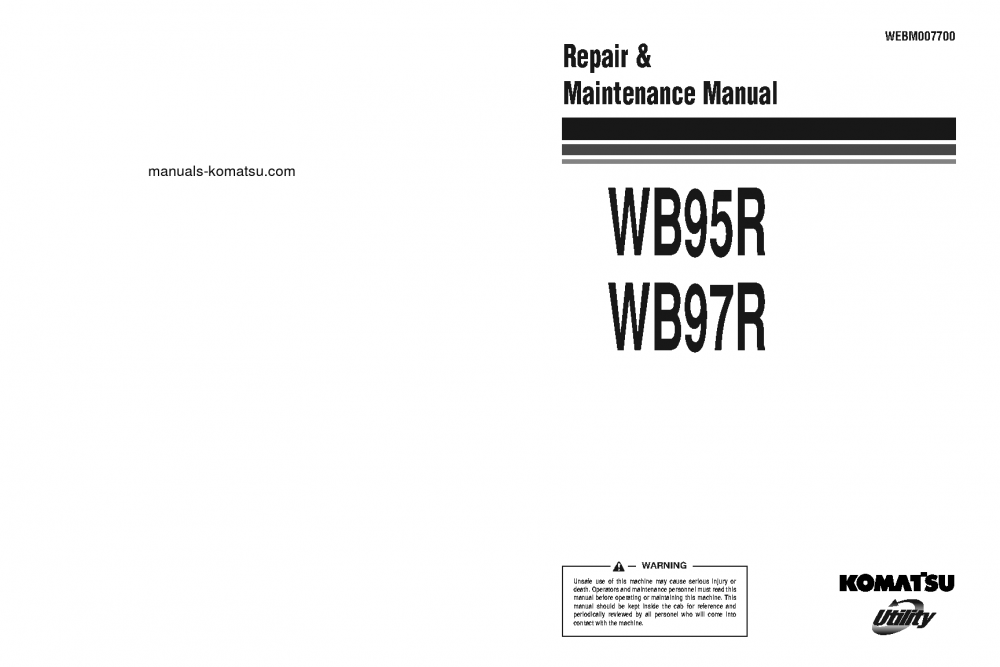 WB95R-1(ITA) S/N 8901442-UP Shop (repair) manual (English)