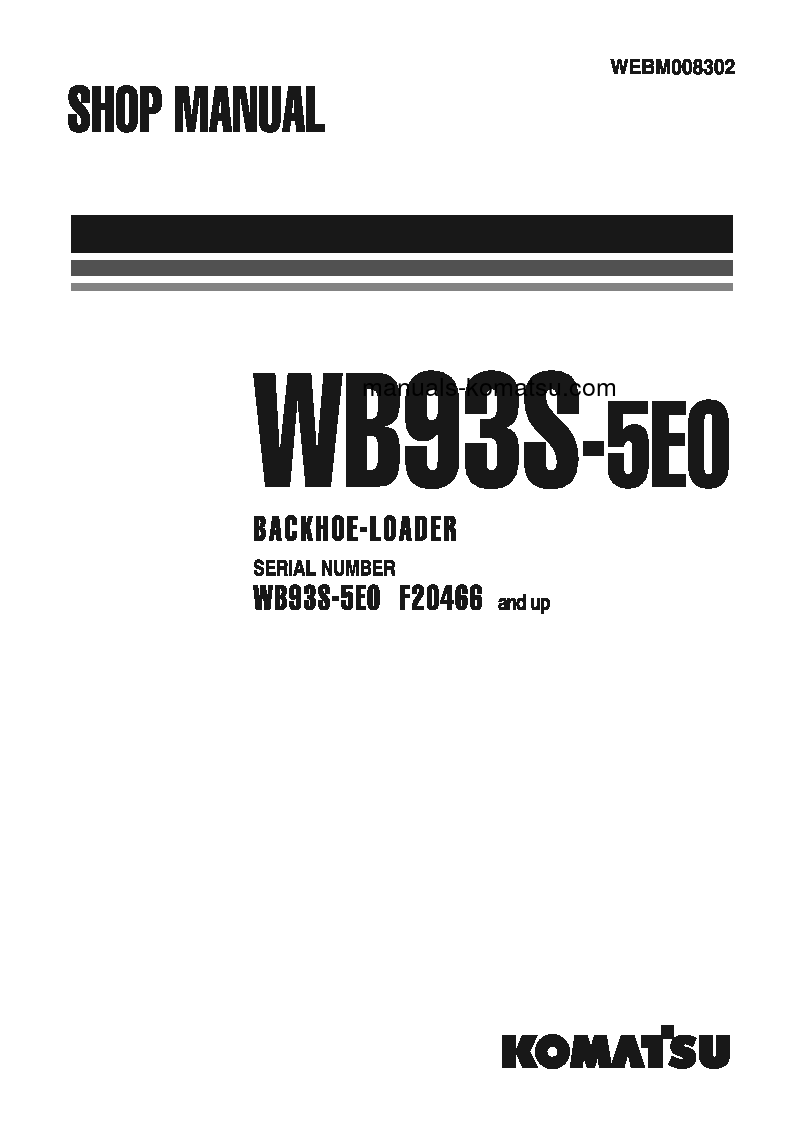 WB93S-5(ITA)-TIER 3 S/N F20466-UP Shop (repair) manual (English)