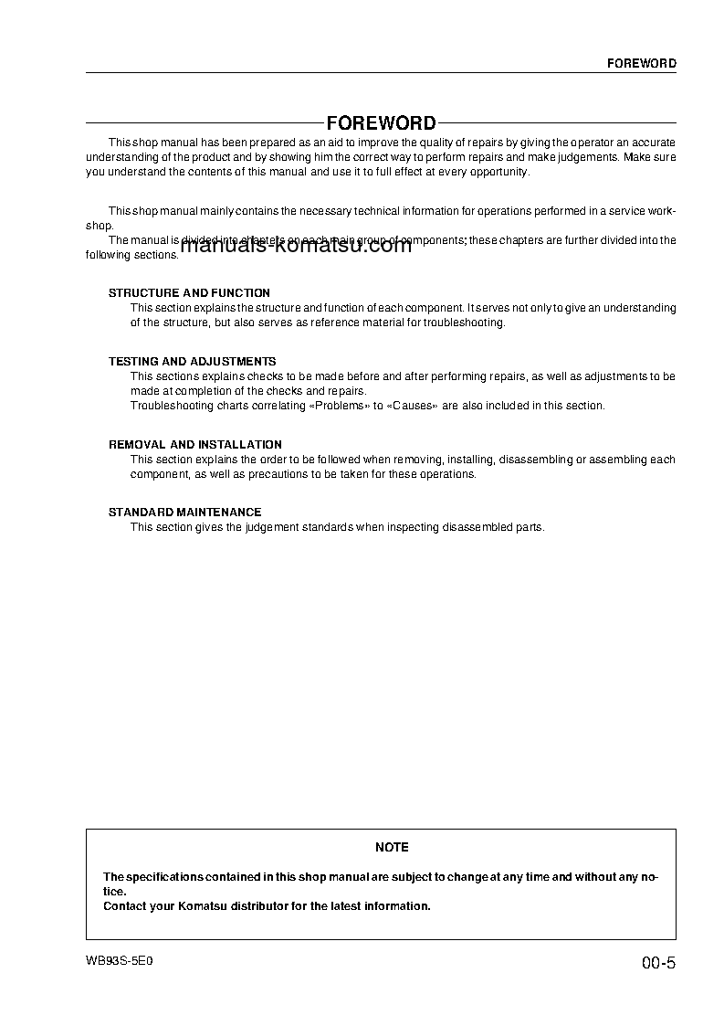 Protected: WB93S-5(ITA)-TIER 3 S/N F20466-UP Shop (repair) manual (English)