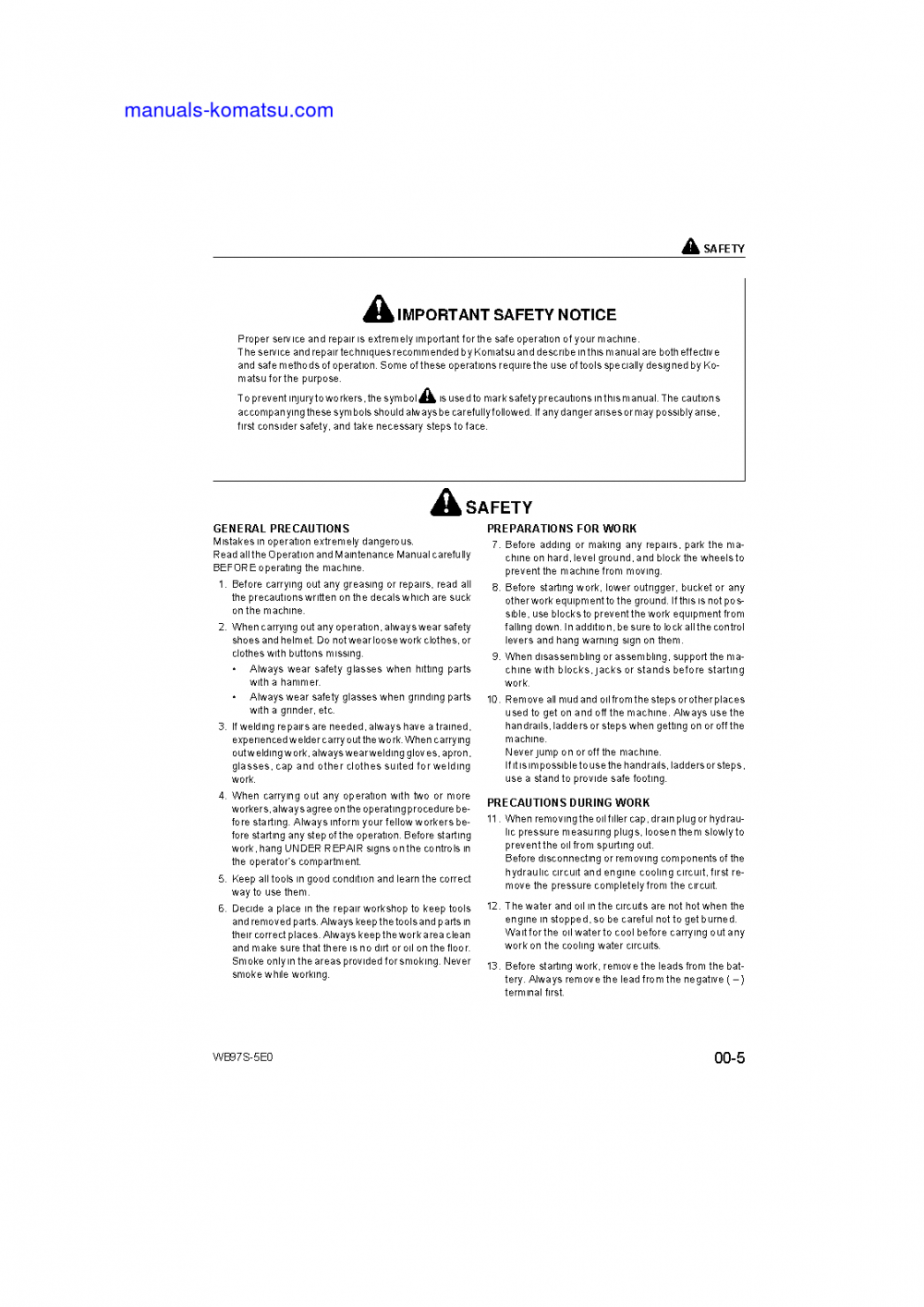 Protected: WB97S-5(ITA)-TIER 3 S/N F30003-UP Shop (repair) manual (English)