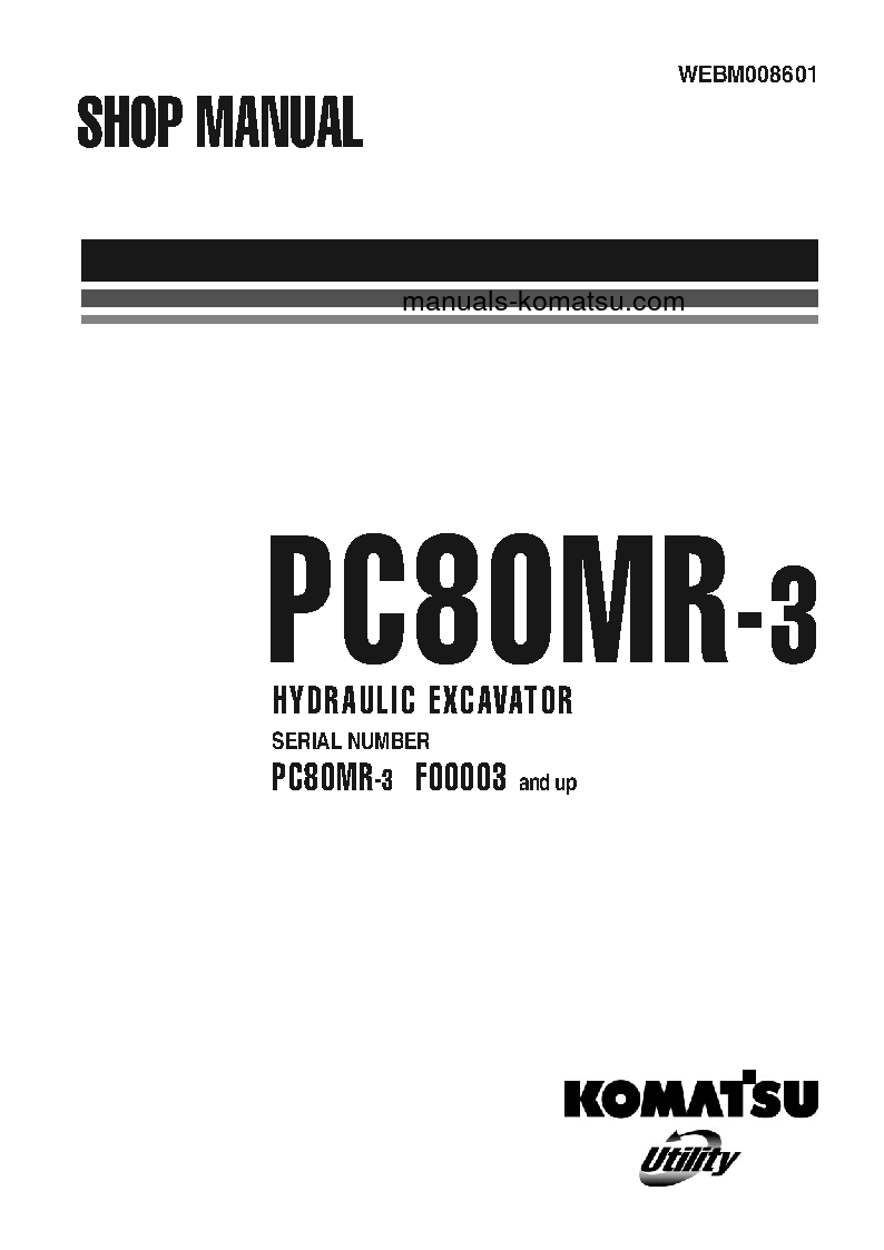 PC80MR-3(ITA) S/N F00003-UP Shop (repair) manual (English)