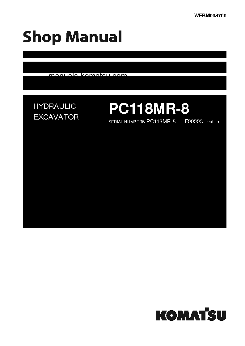 PC118MR-8(ITA) S/N F00003-UP Shop (repair) manual (English)