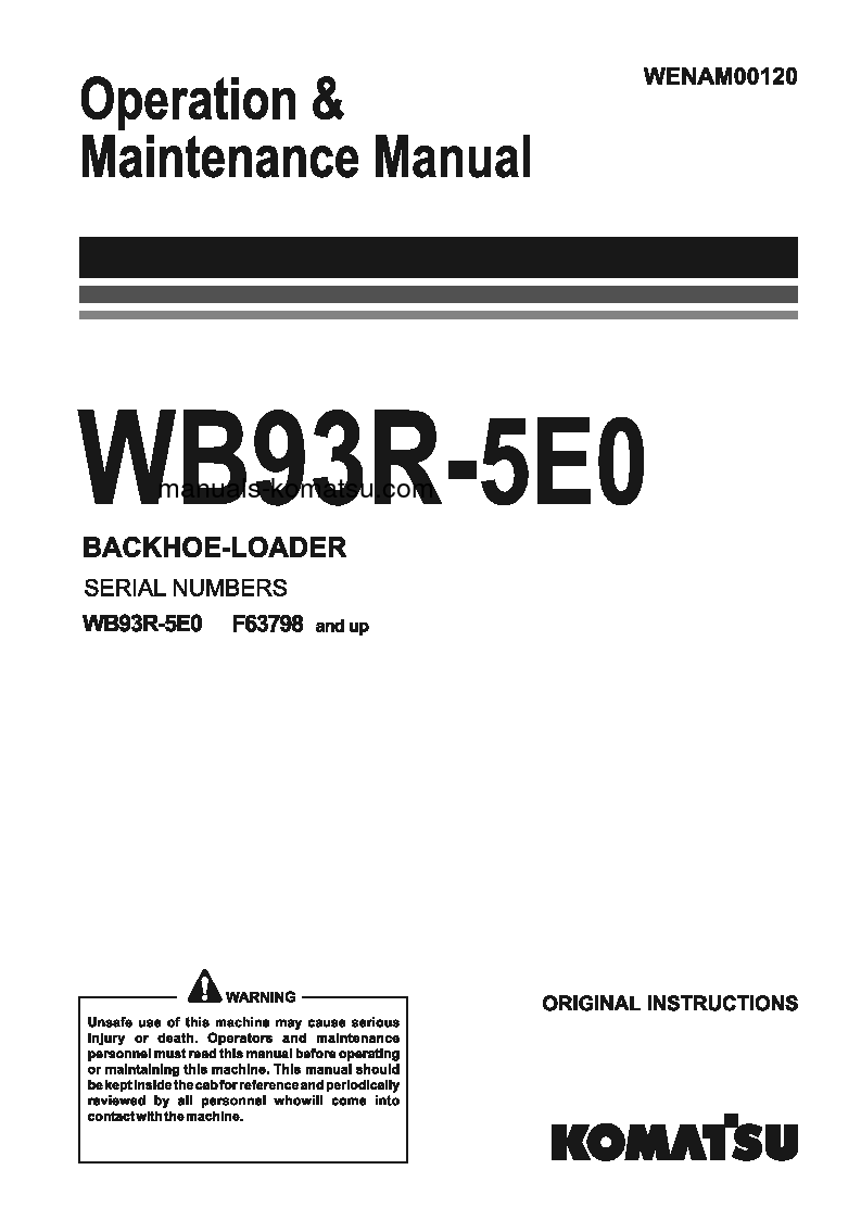 WB93R-5(ITA)-TIER 3 S/N F63798-UP Operation manual (English)