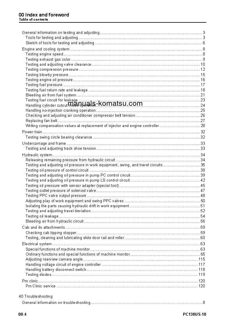 Protected: PC138US-10(ITA) S/N F40003-UP Shop (repair) manual (English)