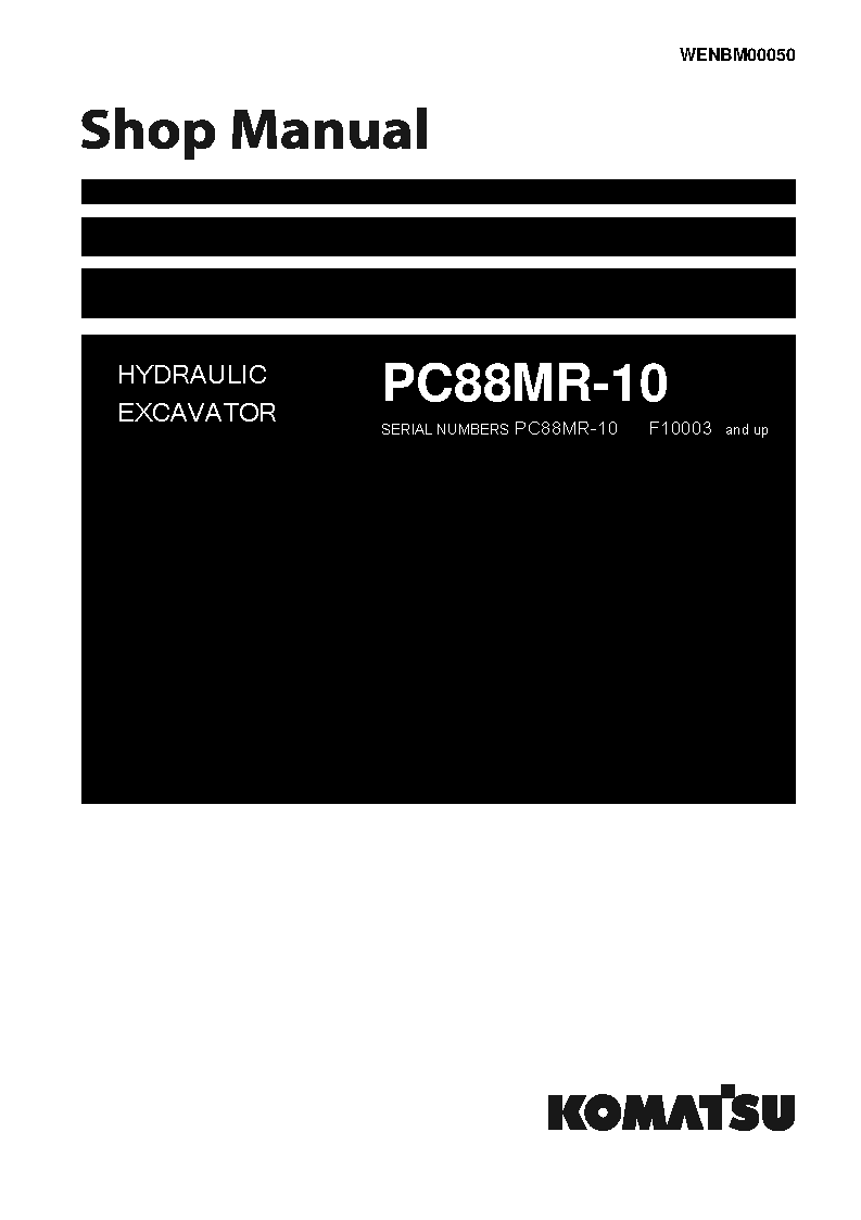 PC88MR-10(ITA) S/N F10003-UP Shop (repair) manual (English)