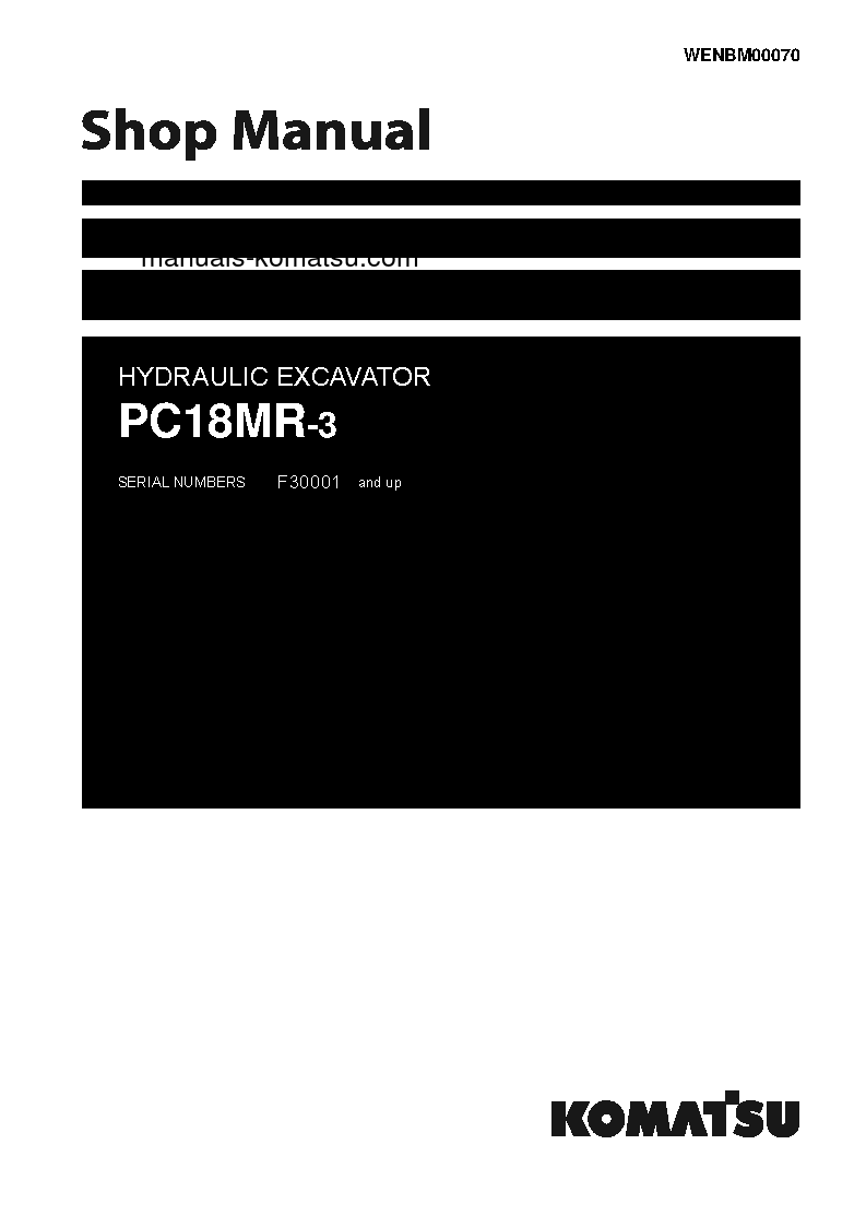 PC18MR-3(ITA) S/N F30001-UP Shop (repair) manual (English)