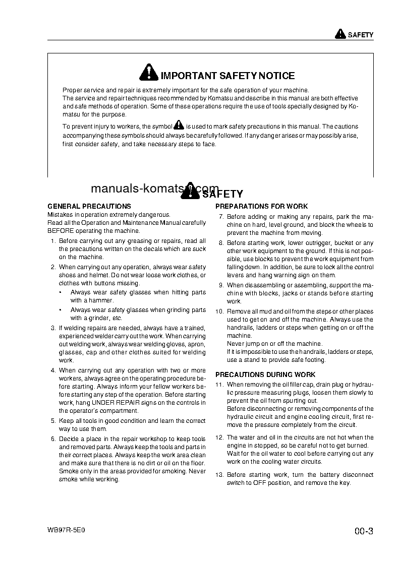 Protected: WB97R-5(ITA)-TIER 3 S/N F90001-UP Shop (repair) manual (English)