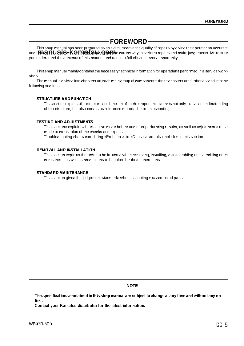 Protected: WB97R-5(ITA)-TIER 3 S/N F90001-UP Shop (repair) manual (English)