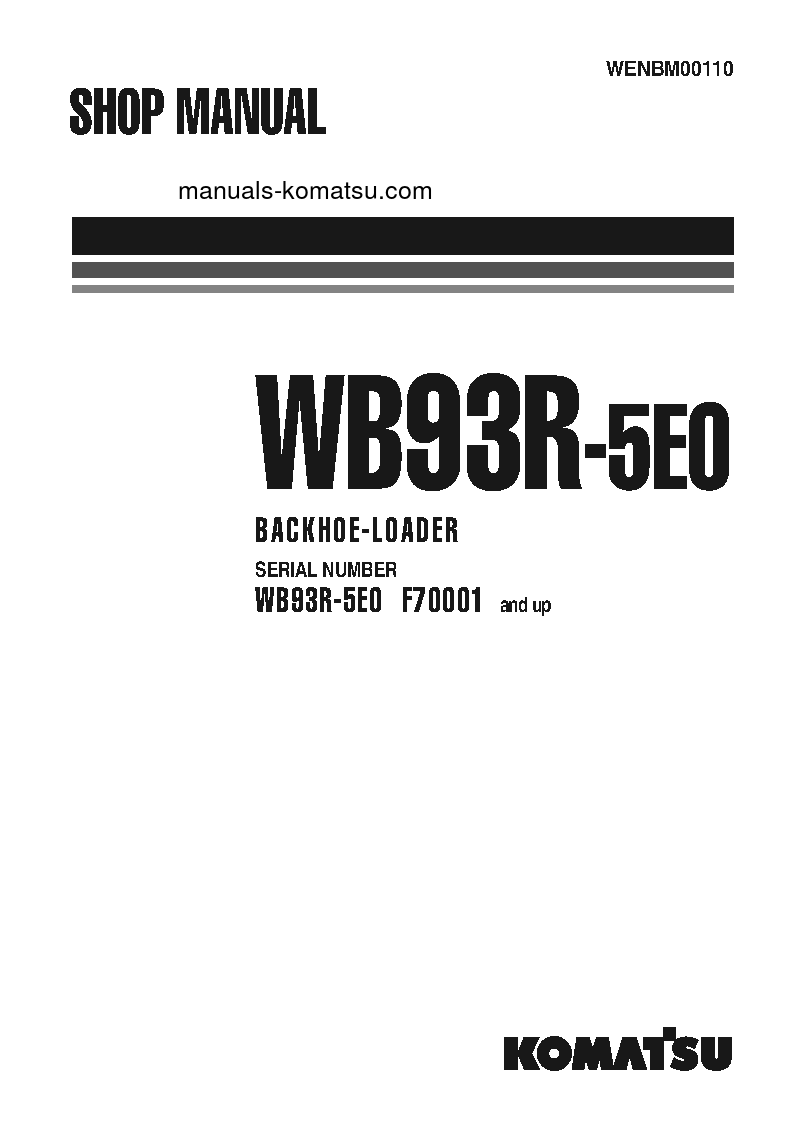 WB93R-5(ITA)-TIER 3 S/N F70001-UP Shop (repair) manual (English)