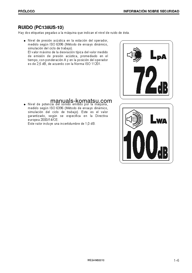 Protected: PC138US-10(ITA) S/N F40003-UP Operation manual (Spanish)