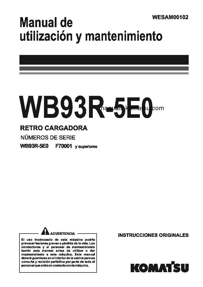 WB93R-5(ITA)-TIER 3 S/N F70001-UP Operation manual (Spanish)