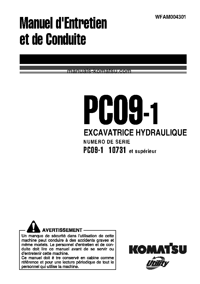 PC09-1(JPN) S/N 10731-UP Operation manual (French)