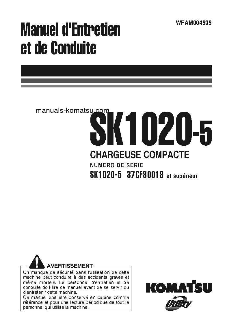 SK1020-5(ITA) S/N 37CF80018-UP Operation manual (French)