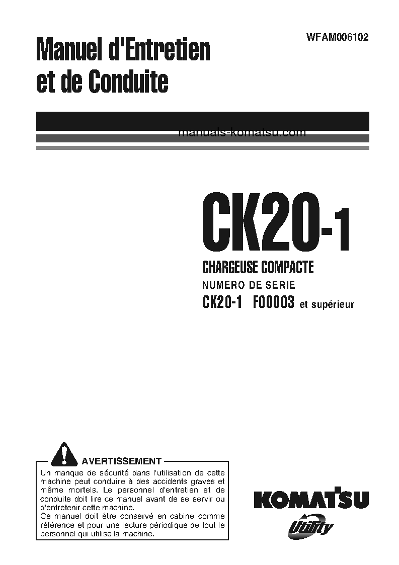 CK20-1(ITA) S/N F00003-F00270 Operation manual (French)