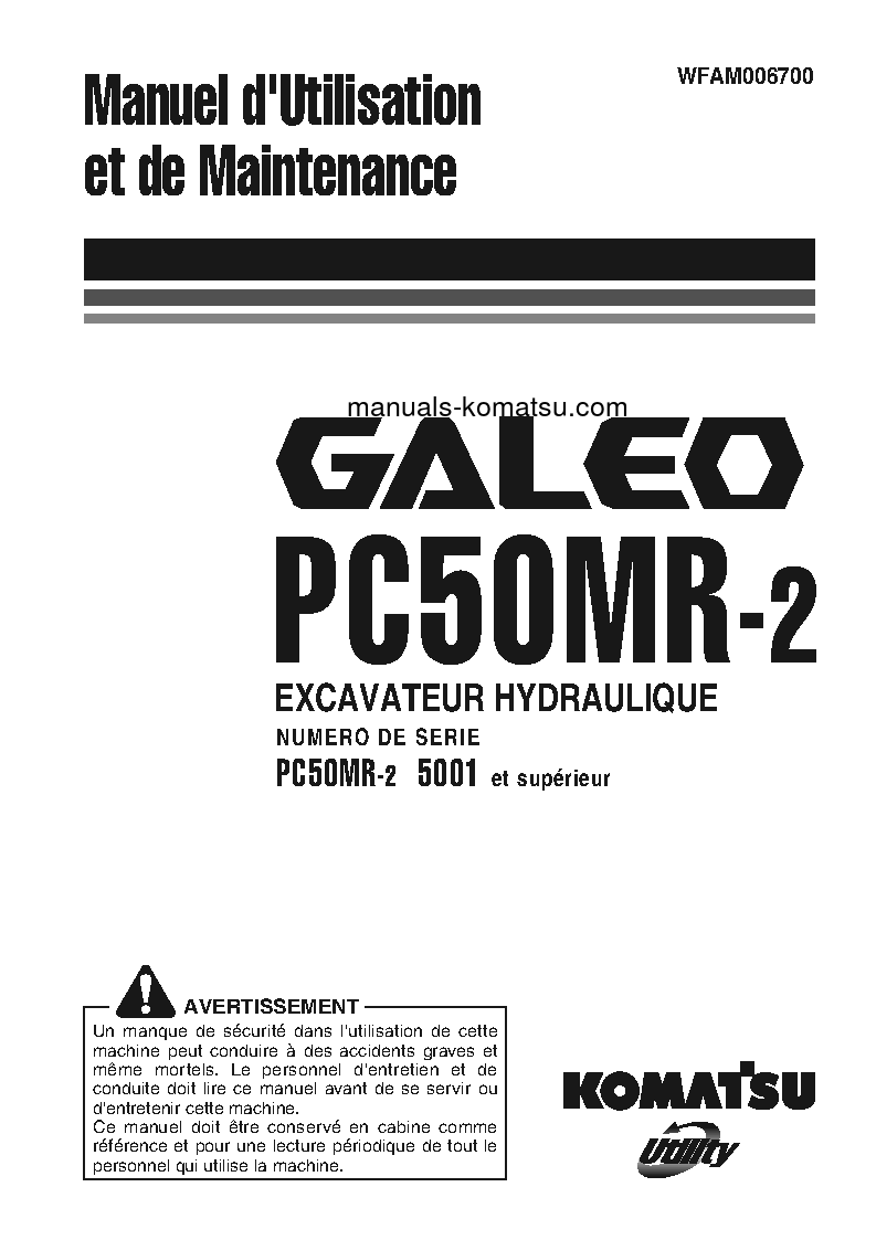 PC50MR-2(JPN)-FOR EU S/N 5001-UP Operation manual (French)