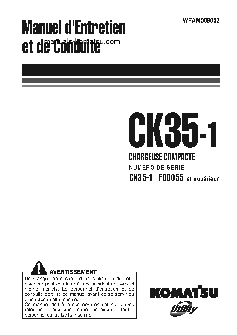 CK35-1(ITA) S/N F00055-F00072 Operation manual (French)
