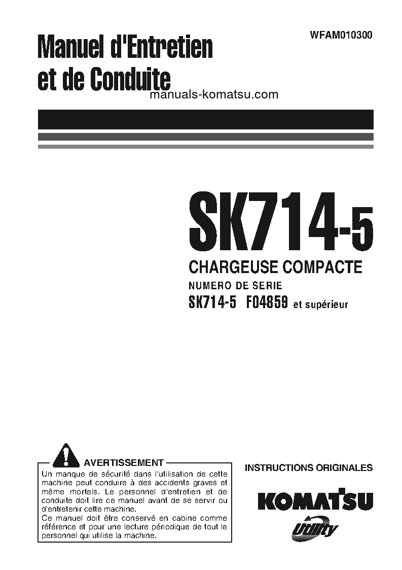 SK714-5(ITA)-/ S/N F04859-UP Operation manual (French)
