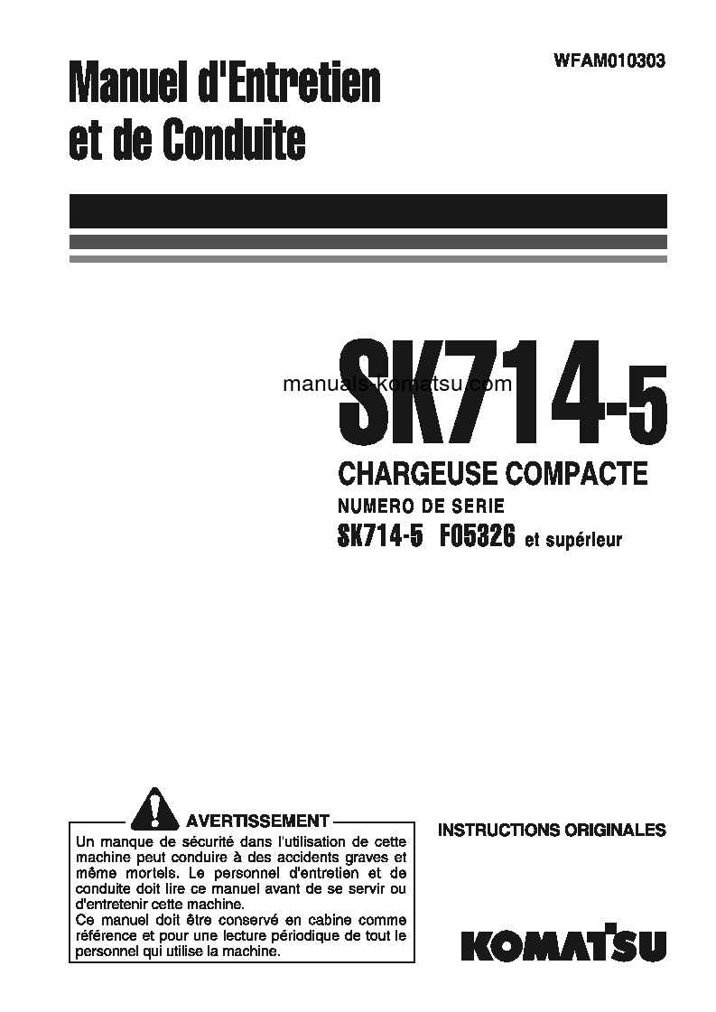 SK714-5(ITA)-/ S/N F05326-UP Operation manual (French)