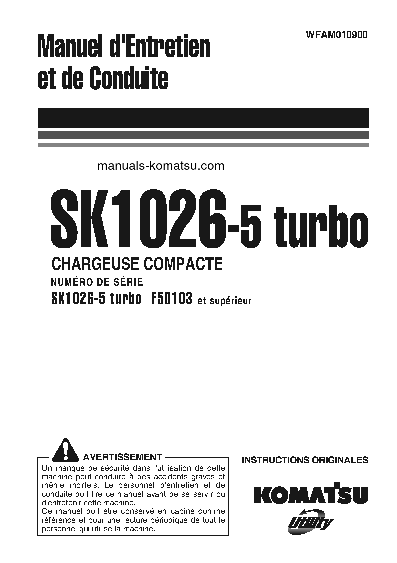 SK1026-5(ITA)-TURBO S/N F50103-UP Operation manual (French)
