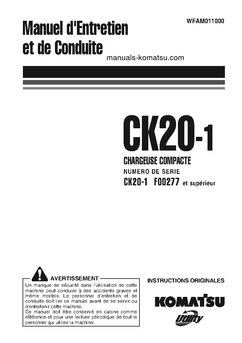 CK20-1(ITA) S/N F00277-UP Operation manual (French)