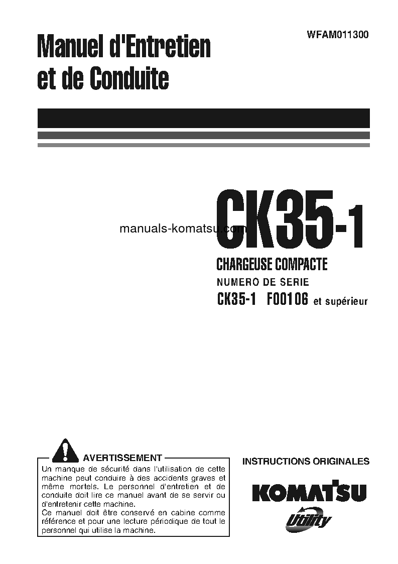 CK35-1(ITA) S/N F00106-UP Operation manual (French)