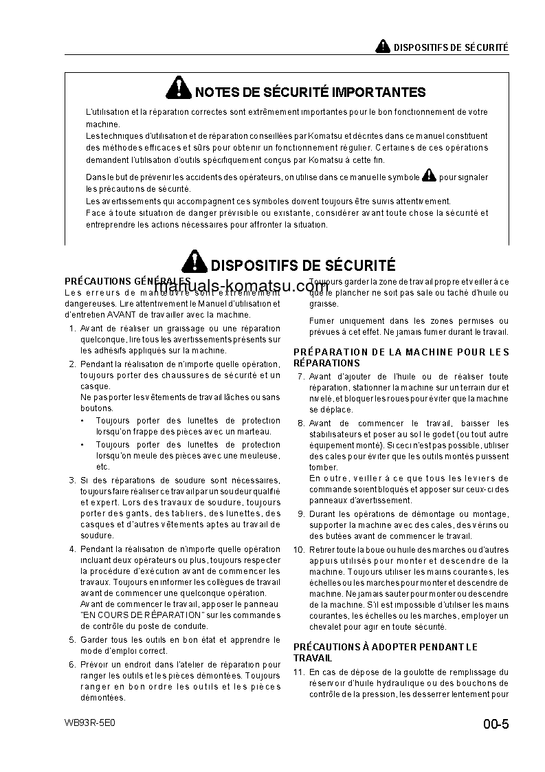 Protected: WB93R-5(ITA)-TIER 3 S/N F60003-UP Shop (repair) manual (French)
