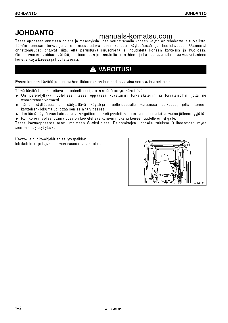 Protected: PC138US-10(ITA) S/N F40003-UP Operation manual (Finnish)