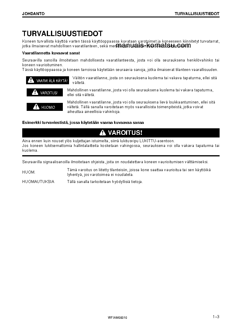 Protected: PC138US-10(ITA) S/N F40003-UP Operation manual (Finnish)