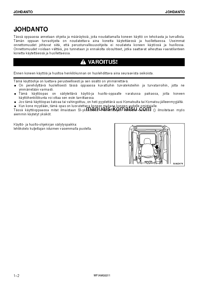 Protected: PC138US-10(ITA) S/N 40001-UP Operation manual (Finnish)