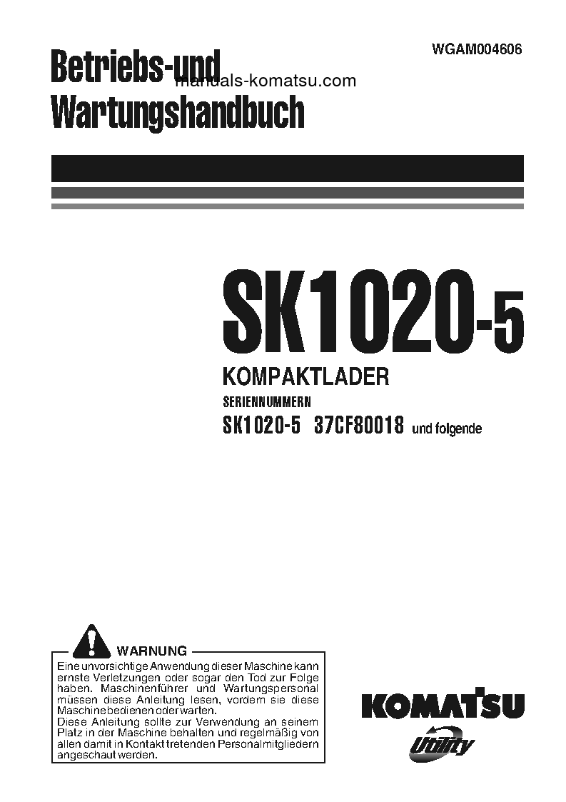 SK1020-5(ITA) S/N 37CF80018-UP Operation manual (German)