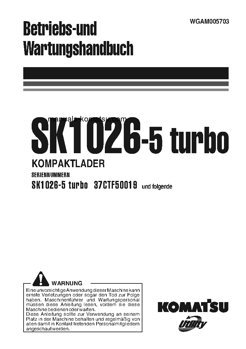 SK1026-5(ITA) S/N 37CTF50019-37CTF50072 Operation manual (German)