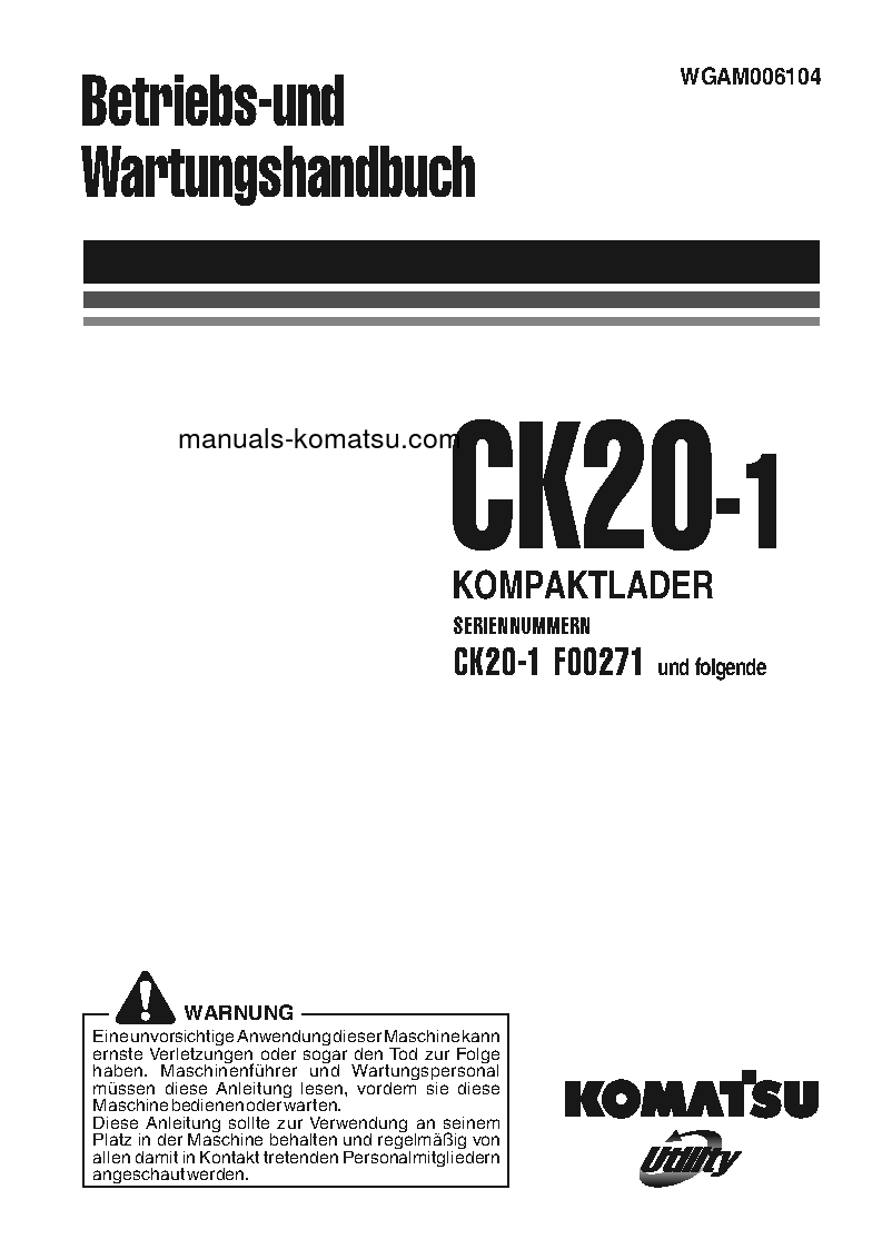 CK20-1(ITA) S/N F00271-UP Operation manual (German)