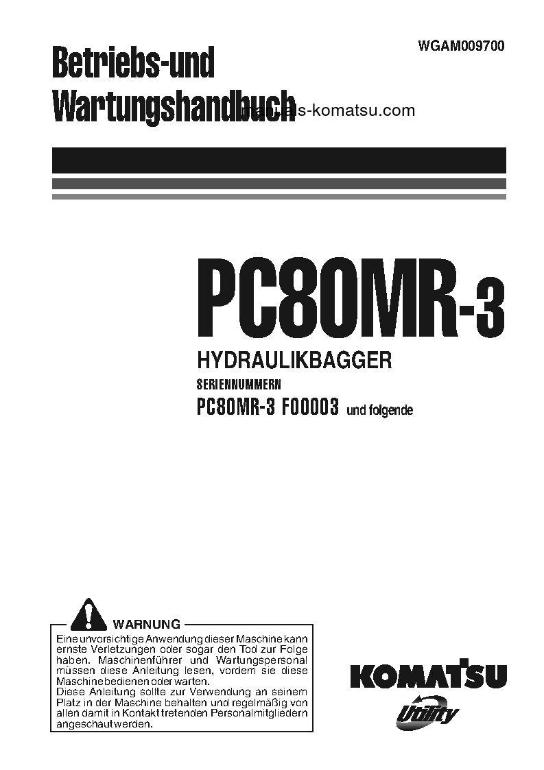 PC80MR-3(ITA) S/N F00003-UP Operation manual (German)