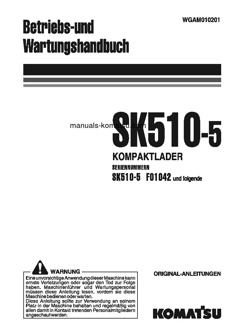 SK510-5(ITA) S/N F01042-UP Operation manual (German)