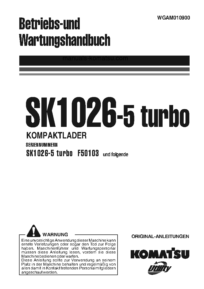 SK1026-5(ITA)-TURBO S/N F50103-UP Operation manual (German)