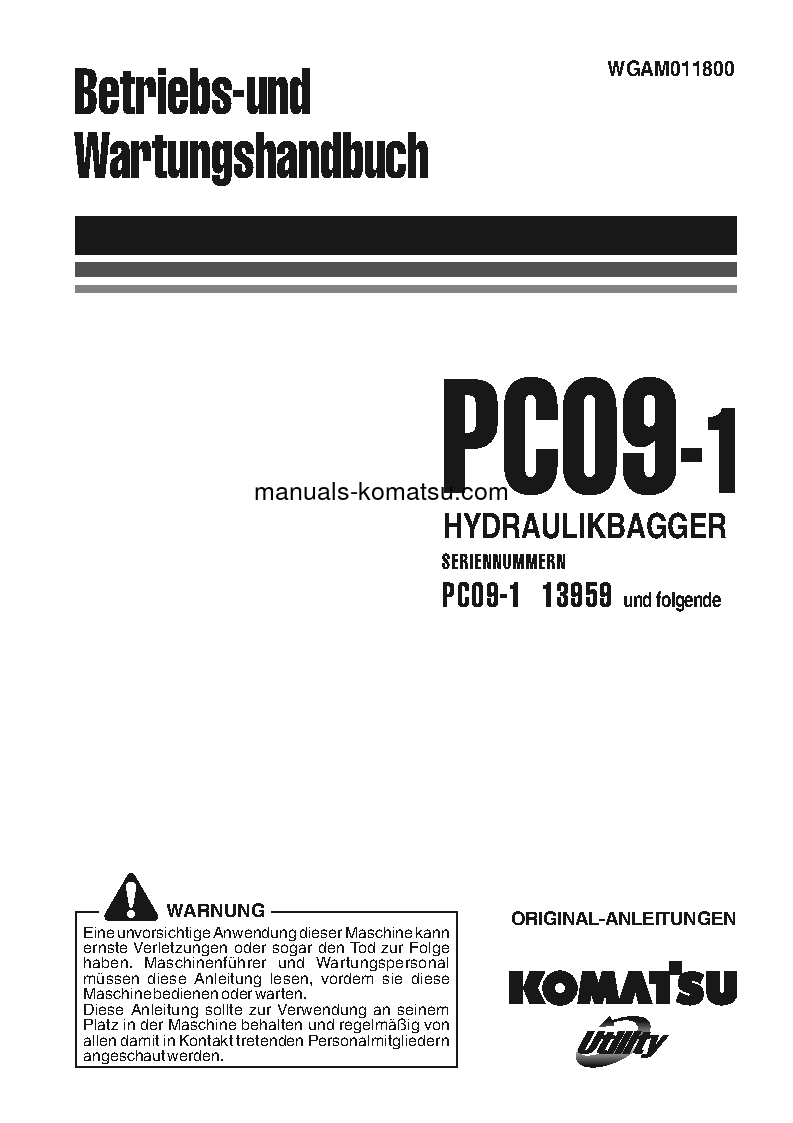 PC09-1(ITA) S/N 13959-UP Operation manual (German)