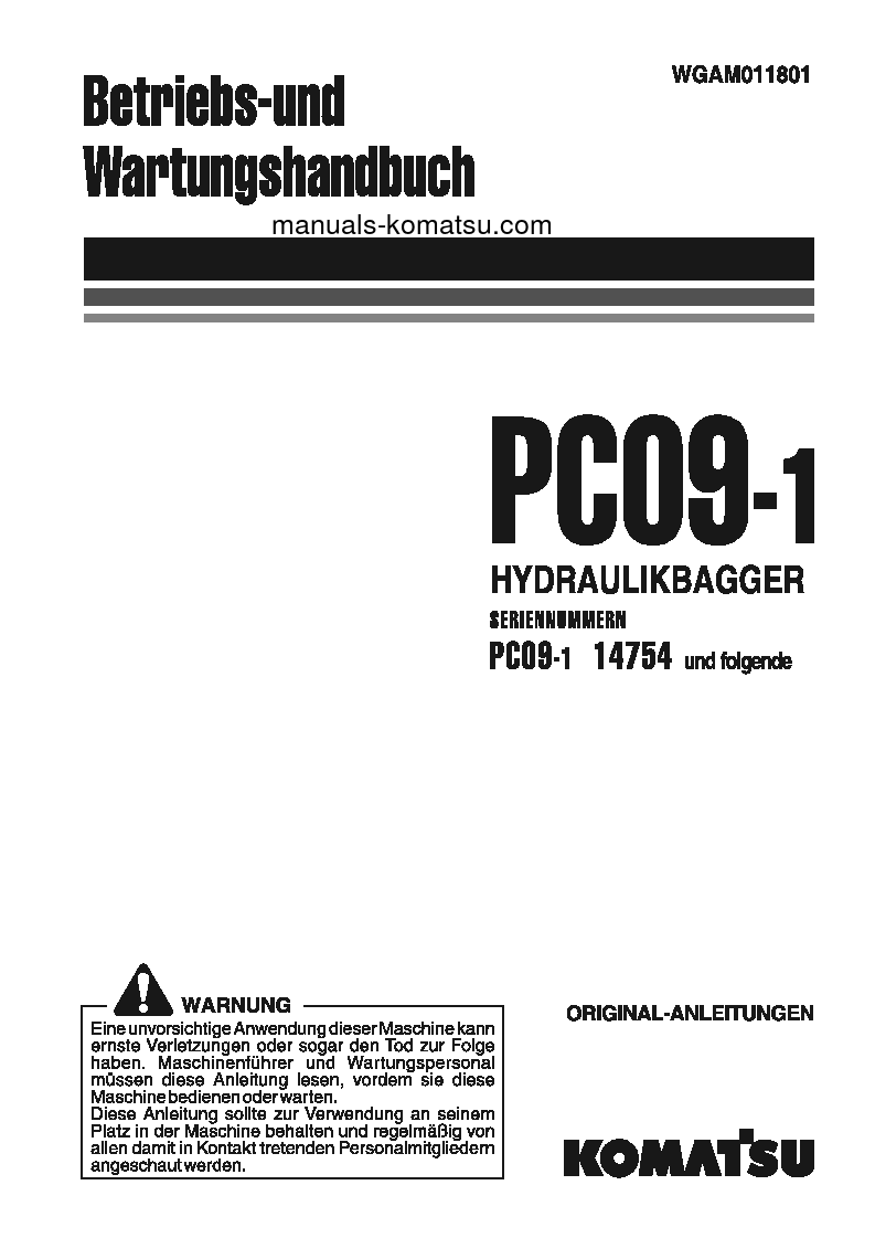 PC09-1(ITA) S/N 14754-UP Operation manual (German)