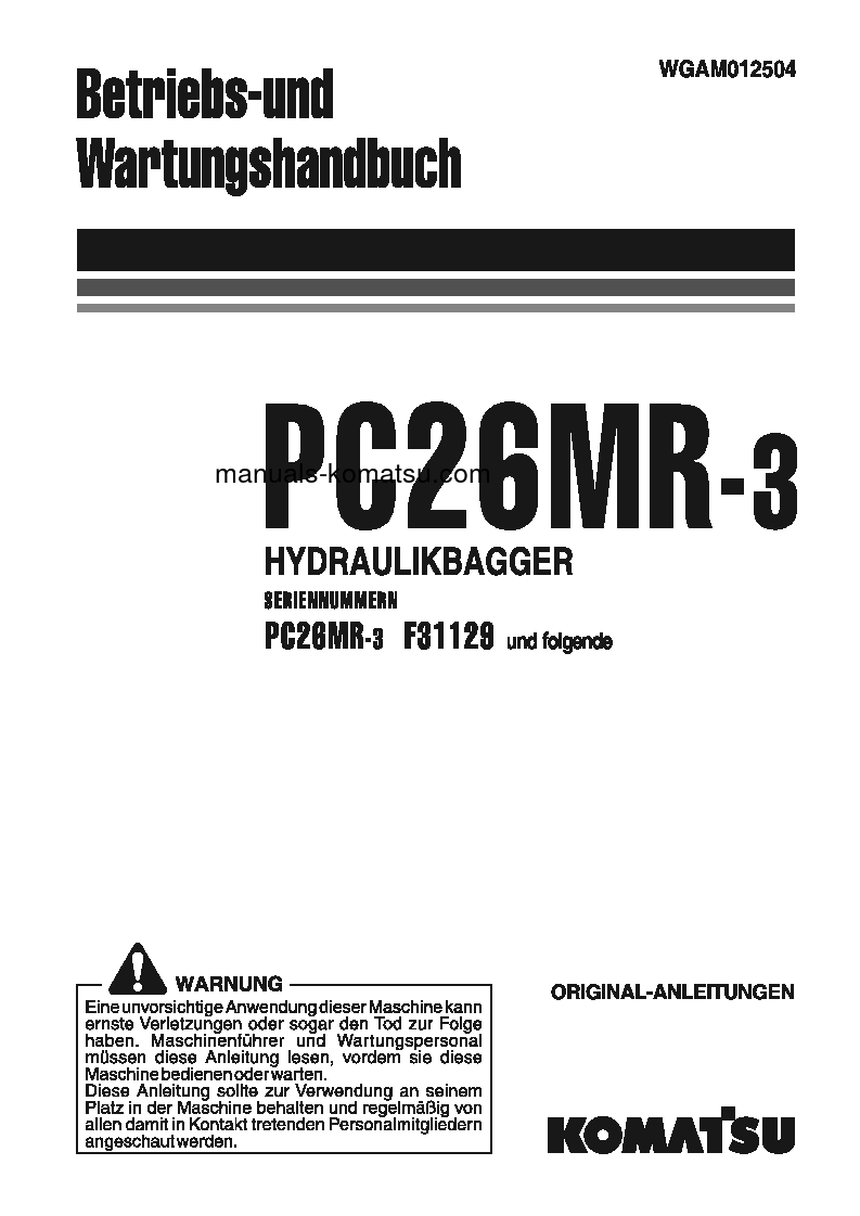 PC26MR-3(ITA) S/N F31129-UP Operation manual (German)