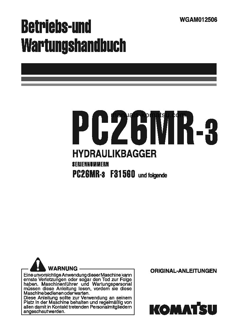 PC26MR-3(ITA) S/N F31560-UP Operation manual (German)