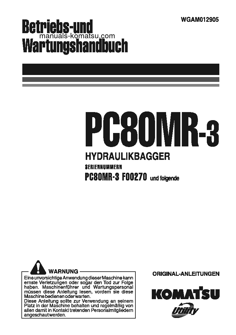 PC80MR-3(ITA) S/N F00270-UP Operation manual (German)