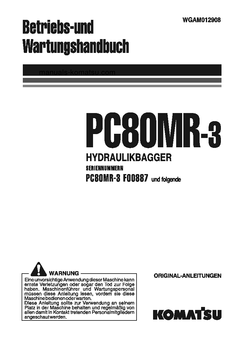PC80MR-3(ITA) S/N F00887-UP Operation manual (German)